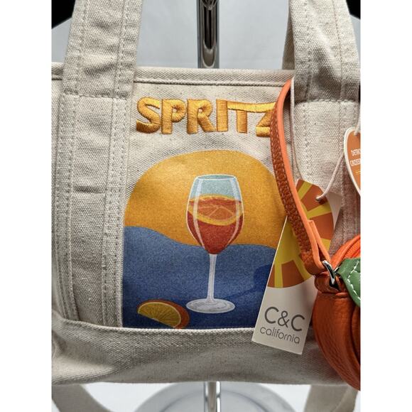 C&C California Aperol Spritz Tote Bag Purse Orange Slice Pouch Beach Vacation - Picture 2 of 11